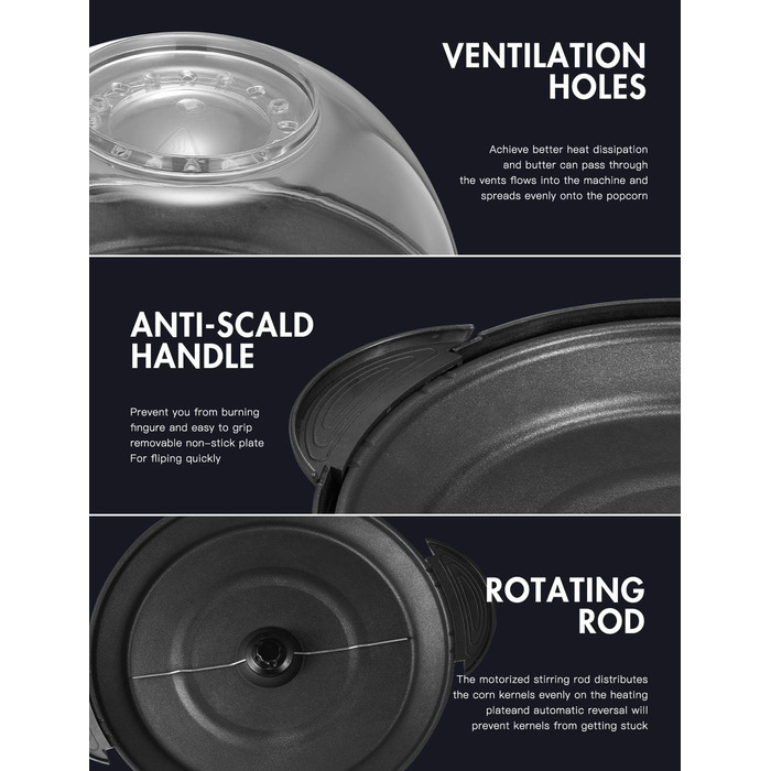 Машина для попкорну 5 л, 800 Вт червоний Yabano