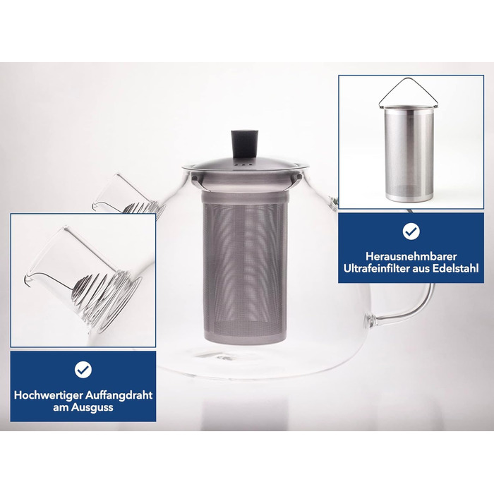 Заварювальний чайник із сітчастого фільтру - 1,5 літра Hanseküche