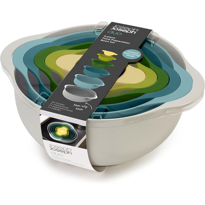 Набір мисок для приготування їжі, 6 предметів, різнокольорові Duo Joseph Joseph