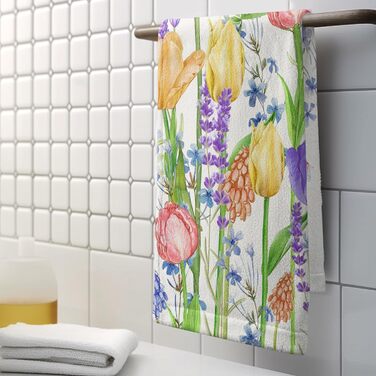 Різдвяні кухонні рушники Kwlegh, рушник для рук, різдвяна ялинка, цукерка-тростина, сніжинка, рушник для пальців, набір з 2 шт. , милий чоловічий банний рушник, високопоглинаючі рушники, 36 x (тюльпан і лаванда)