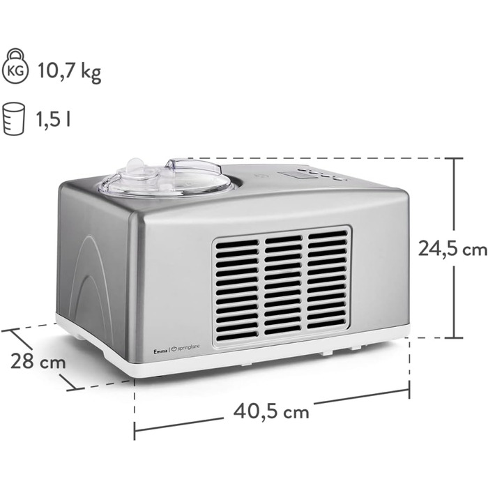 Машина для морозива з нержавіючої сталі зі знімним контейнером 150 Вт Springlane
