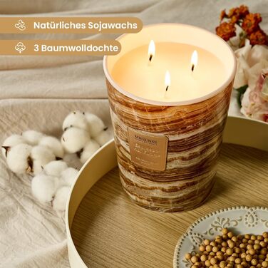 Велика ароматична свічка M&SENSE Чорні ароматичні свічки у склянці Ароматизована свічка з натурального соєвого воску Розслаблююча ароматерапія Подарунок для жінок та чоловіків, Різдво 75 годин горіння та 2 гніти (гаряча карамель еспресо, 990 г)