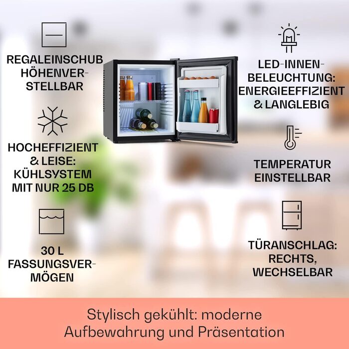 Міні-холодильник 30 л чорний Klarstein