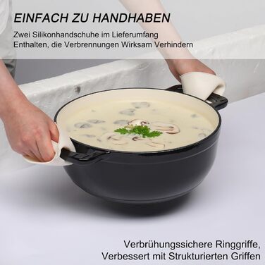 Чавунна жаровня 5,7 л з кришкою 28 см, чорна LEADZM