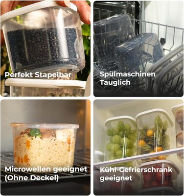 Герметичні банки для зберігання Viwares з кришками Набір з 24 контейнерів для зберігання БЕЗ БІСФЕНОЛУ А Для зберігання борошна та цукру в мюслі Практичний ящик для зберігання кухні для всіх продуктів (набір з 24 білих)