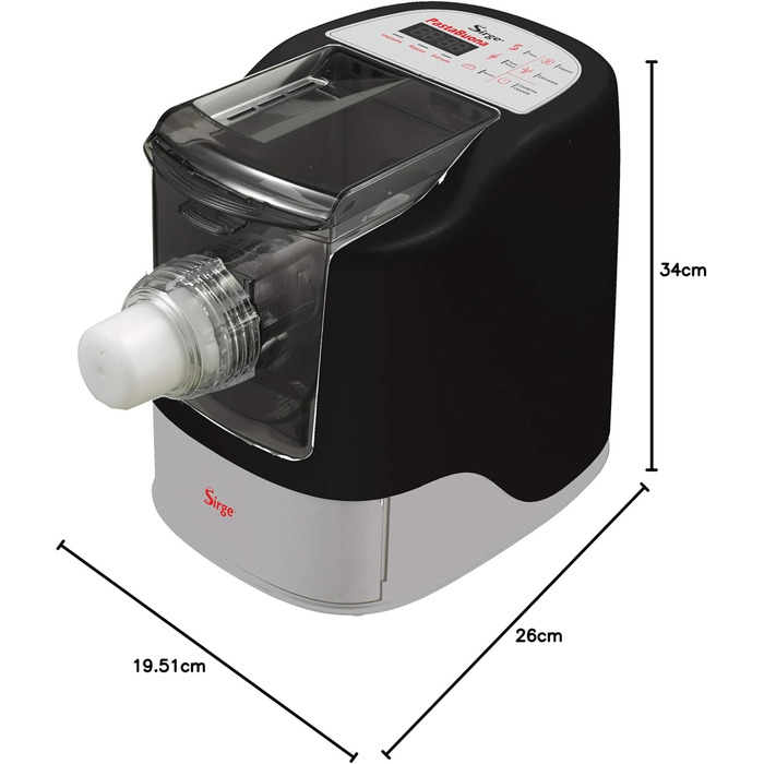 Тістомішильна машина Sirge PASTABUONA 260 Вт - 13 Trafil - до 720 г тіста - автоматична та з режимом очікування - вкл. аксесуари для хліба/піци/фокаче