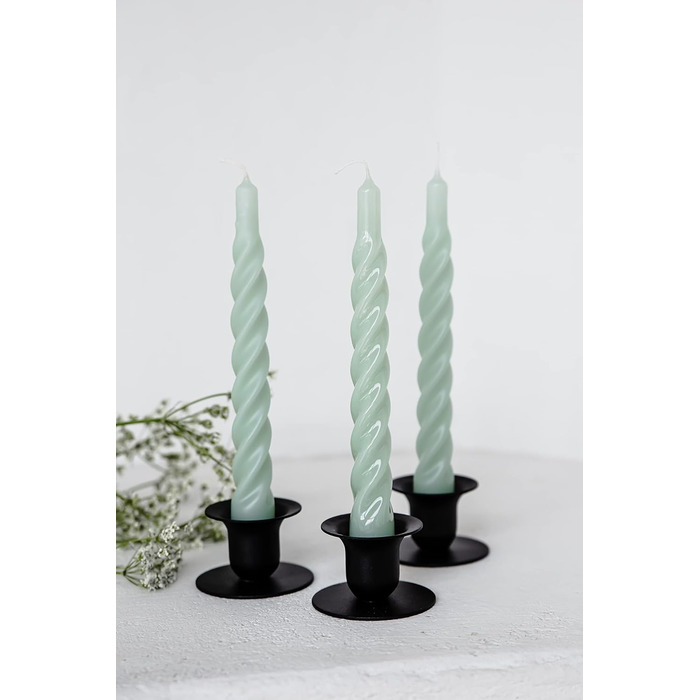Набір з 6 декоративних свічок 2,2 x 21 см, резедово-зелений Candles with a Twist Kunstindustrien