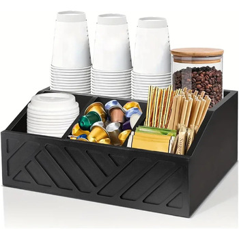 Органайзер для кавових аксесуарів, снеків, столових приладів, канцелярії дерев`яний, чорний Atliberswo