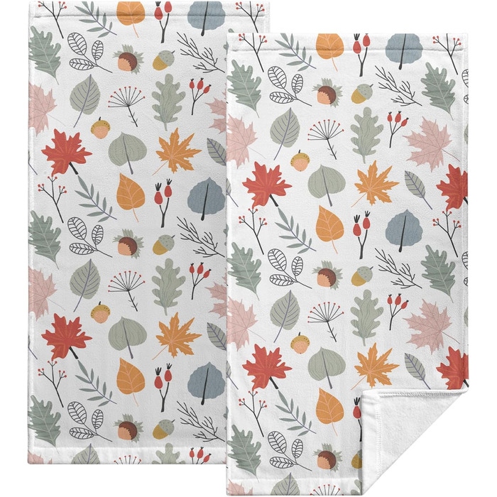 Різдвяні кухонні рушники Kwlegh, рушник для рук, різдвяна ялинка, цукерка-тростина, сніжинка, рушник для пальців, набір з 2 шт. , милий чоловічий банний рушник, високопоглинаючі рушники, 36 x (осіння рослина)