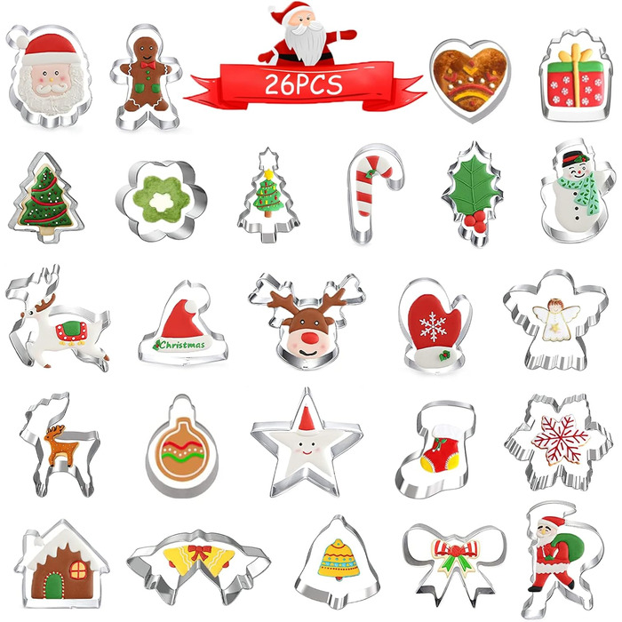 Різдвяні формочки для печива з нержавіючої сталі, 26 шт. chimoo