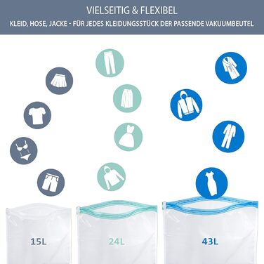 Вакуумні пакети 10 пакетів 35 x 50/40 x 60/50 x 70 см NORDIC