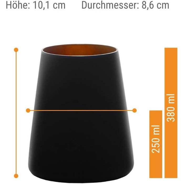 Набір склянок 380 мл, 6 предметів, чорний/бронза Power Stölzle Lausitz