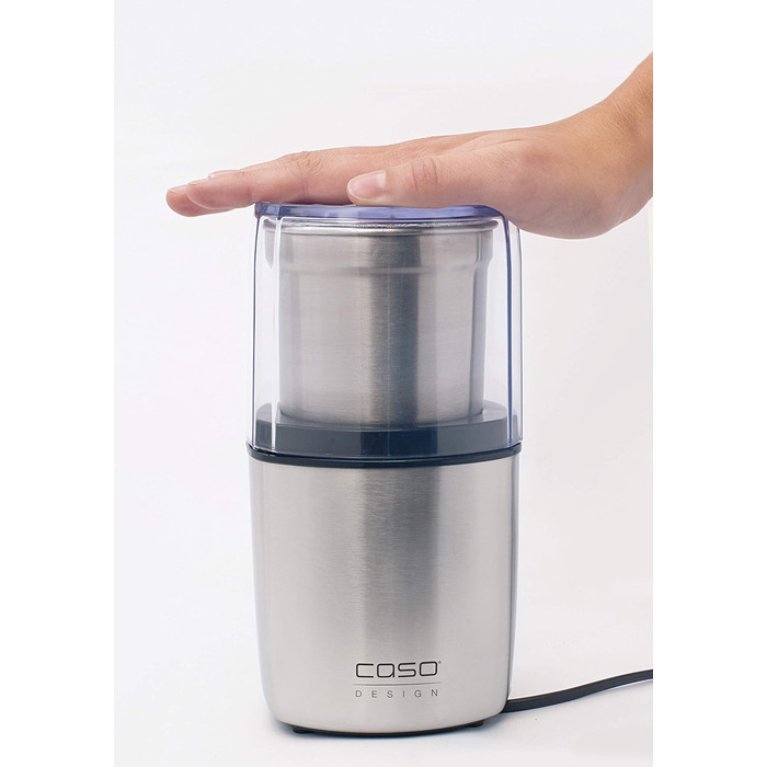 Електрична кавомолка з нержавіючої сталі, подрібнювач з додатковим контейнером з нержавіючої сталі для песто, горіхів, спецій, трав і багато іншого, 200 Вт, сріблястий контейнер з нержавіючої сталі з 4-кратним ножем