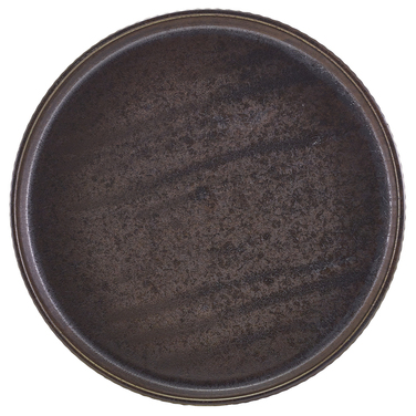 Тарілка презентаційна 25*3.5 см із вертикальним бортом, Terra Porcelain Black Fluted, GenWare