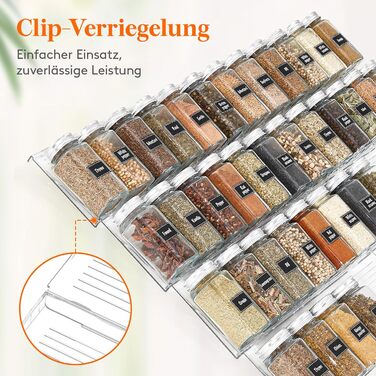 Органайзер для спецій пластиковий розсувний, 41,9 x 40 x 3,7 см, прозорий Lifewit