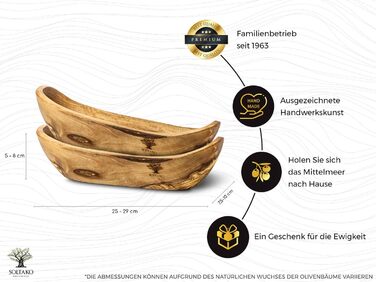 Багетна хлібниця з оливкового дерева - Миска для закусок довгаста - Сільська дерев'яна миска - Декоративна миска - Миска для фруктів - Миска ручної роботи - Миска для ювелірних виробів - Універсальна миска (2, 25-29 см)