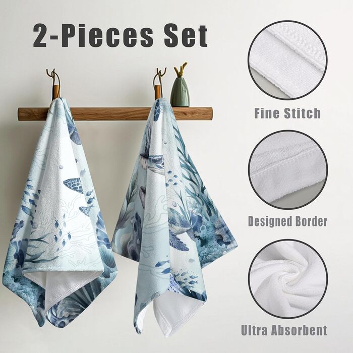 Різдвяні кухонні рушники Kwlegh, рушник для рук, різдвяна ялинка, цукерка-тростина, сніжинка, рушник для пальців, набір з 2 шт. , милий чоловічий банний рушник, високопоглинаючі рушники, 36 x (Морська черепаха)