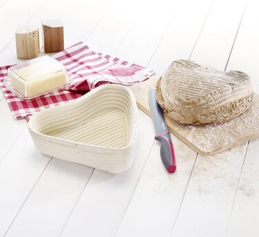 Кошик для вистоювання Westmark, для тіста для хліба 1500-2000 г, овальний, довжина приблизно 40 см, ротангова тростина, світло-бежева, 32022270 (набір з 2 шт. - декор, форма серця)