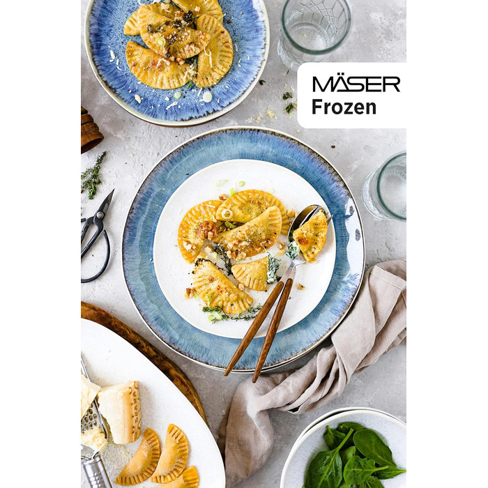 Набір сервірувальних тарілок Mser, керамограніт замороженого зеленого кольору, 39,0 x 21,0 x 25,0 сантиметрів (синій)