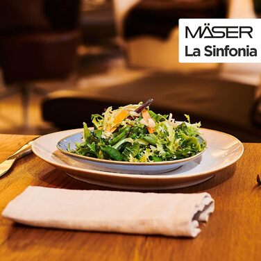 Набор современной посуды на 4 персоны с уникальной формой и цветовым градиентом от кремово-белого, винтажный вид из 16 предметов, керамогранит (сервировочные тарелки, бежевый), 931991, La Sinfonia