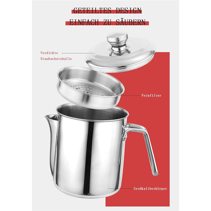 Сепаратор для відокремлення жиру 1,3 л з кришкою, нержавіюча сталь YITAIYUAN