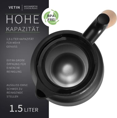 Термос-кавник 1,5 л нержавіюча сталь, чорний VETIN