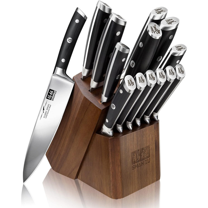 Набір кухонних ножів з блоком, 14 предметів Classic SHAN ZU