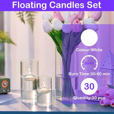 Плаваючі свічки 30 шт. білі YFPOPONE