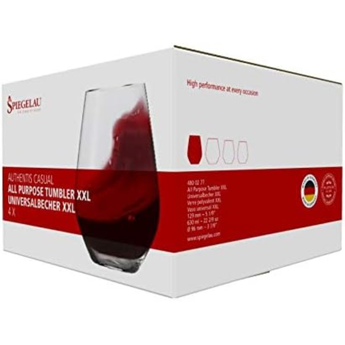 Універсальний набір кухлів із 6 предметів, кришталеве скло, Authentis Casual, 4800191 (4 універсальні кружки XXL)