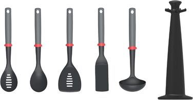 Набір кухонного приладдя, 5 предметів зі стійкою, сірий Duo Joseph Joseph