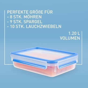 Набір контейнерів для зберігання продуктів EMSA Clip & Close, прямокутні, 5 контейнерів для зберігання x 0,8 л, 100 герметичні, придатні для миття в посудомийній машині, морозильної камери та мікрохвильової печі, прозорі, сині, зроблені в Німеччині, N1030