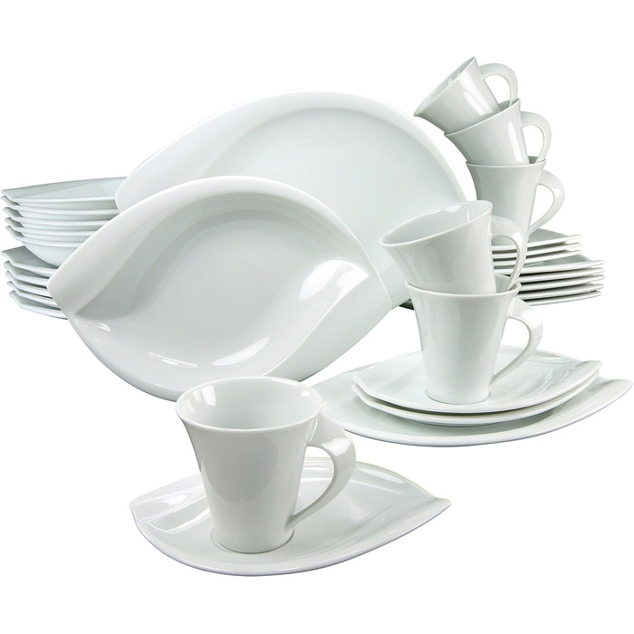 Набір посуду на 6 персон, 30 предметів, білий Acacia White Creatable