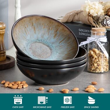 Столовий сервіз з керамограніту, комбінований сервіз BUBBLE vancasso з 32 предметів з фаянсу, набір посуду у вінтажному вигляді, включає миски з пластівцями, кавові чашки, десертні тарілки та обідні тарілки на 8 осіб (VC-BUBBLE-BN-STP-FR, Bubble-bn)