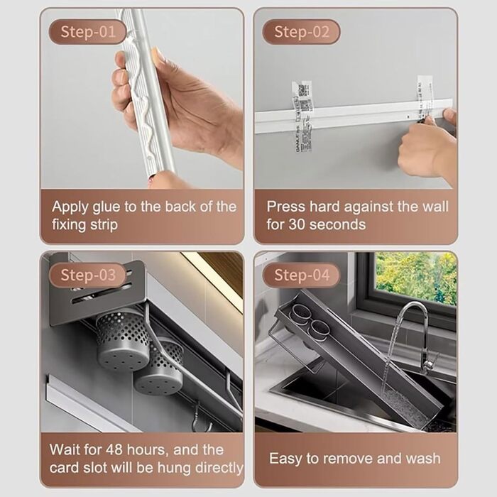 Настінний органайзер для кухонного приладдя 40 см сірий FYHTC