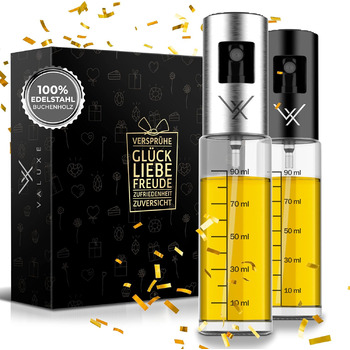 Масляний розпилювач VALUXE Premium Gold ОРИГІНАЛ - Надзвичайно точний флакон для розпилення олії з нержавіючої сталі та скла - Багатофункціональний розпилювач для олії - Стильні та круті кухонні гаджети (подарункова коробка)