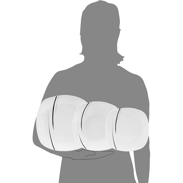 СПІВАЧКА Порцеляновий столовий сервіз Bilgola Black Lines, набір посуду з 18 предметів на 6 персон, набір тарілок, квадратний столовий сервіз 18 шт.