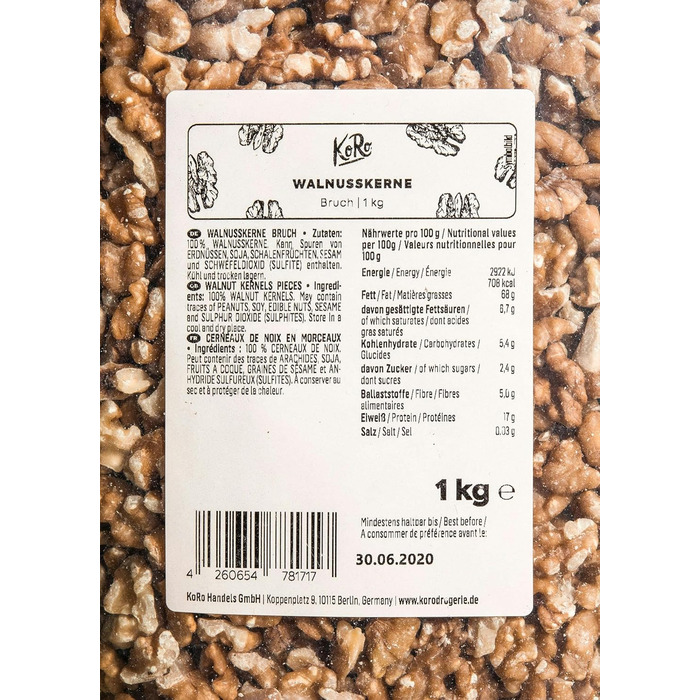 Шматочки ядер волоських горіхів 1 кг KoRo