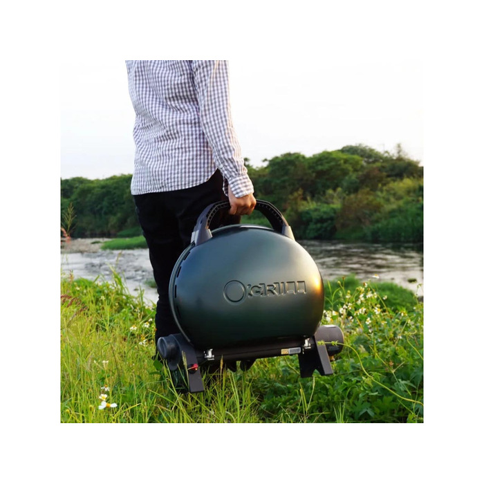 КОМПЛЕКТ Портативный переносной газовый гриль O-GRILL 500, зеленый+шланг в подарок! Код: 013367