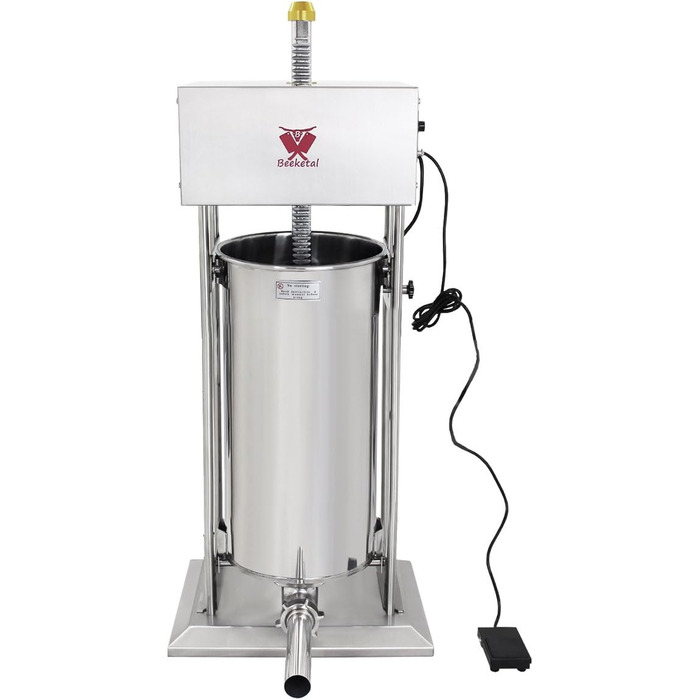 Промислова машина для наповнення ковбас Beeketal &39BTH07&39 з нержавіючої сталі (об&39єм 7 л/горизонтальна конструкція), професійна машина для наповнення ковбас з 2-швидкісним повністю металевим механізмом і рукояткою, включаючи 5 насадок для напов