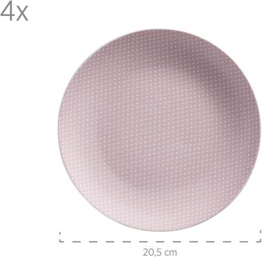 Набор посуды MSER 931566 Kitchen Time II на 4 персоны, 16 шт. Комбинированный сервиз с тонким рисунком, фарфор (розовый)