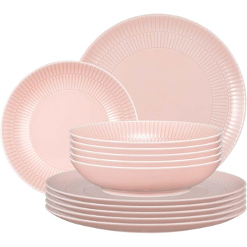Набір тарілок на 6 персон, 12 предметів, рожевий Amina Seltmann Weiden