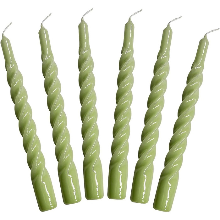 Набір з 6 декоративних свічок 2,2 x 21 см, лісовий зелений Candles with a Twist Kunstindustrien