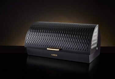 Хлібниця з нержавіюча сталь чорна 28,3 х 39 х 18,5 см TOWER