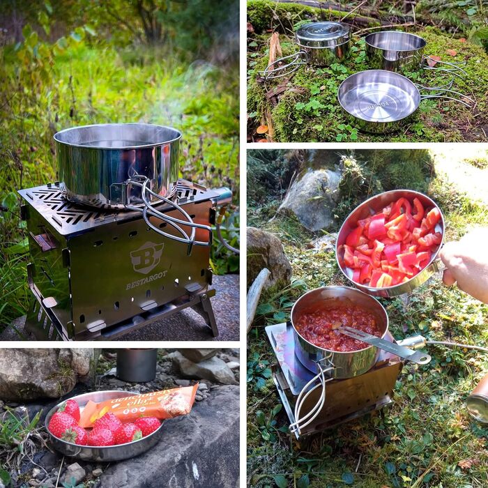 Набор посуды из нержавеющей стали из 4 предметов (900 мл 600 мл) Bestargot