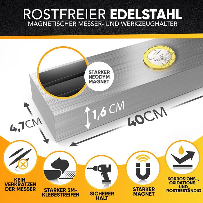 Магнитный держатель для ножей 40 см Sidorenko