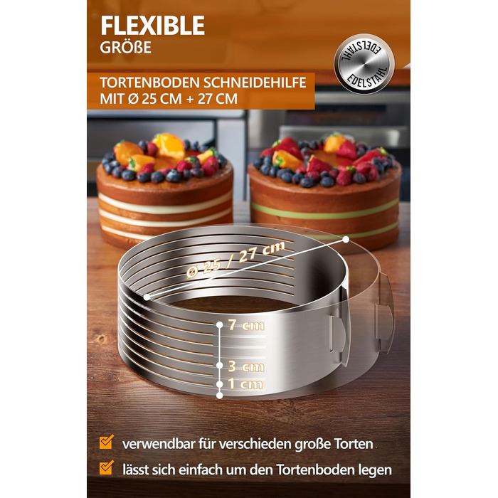 Аксесуари для торта 4smile - набір з нержавіючої сталі для нарізання торта, 3 предмети - насадка для різання основи торта кондитерський ніж сервер для торта - насадка для різання торта ідеально підходить для приготування торта