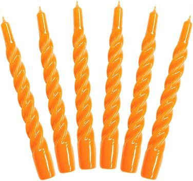 Свічки з крученим конусом, виготовлені в Італії, доступні 25 кольорів, лаковані настільні свічки, спіральні свічки з тривалим часом горіння 5 годин, декоративні свічки, 6 шт. , 2,2 x 21 см (помаранчеві)