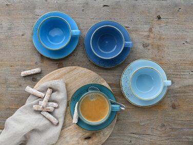 Набір чашок для капучино із блюдцями, 8 предметів, блакитний Aqua Nature Collection Creatable