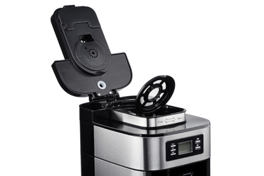 ARDESTO Кофеварка капельная Steel Collection YCM-D1200, 1.2л, зерно+молотая, дисплей, серебристо-черный