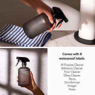 Розпилювач скляний 500 мл чорний, набір 2 предмети, KIVY